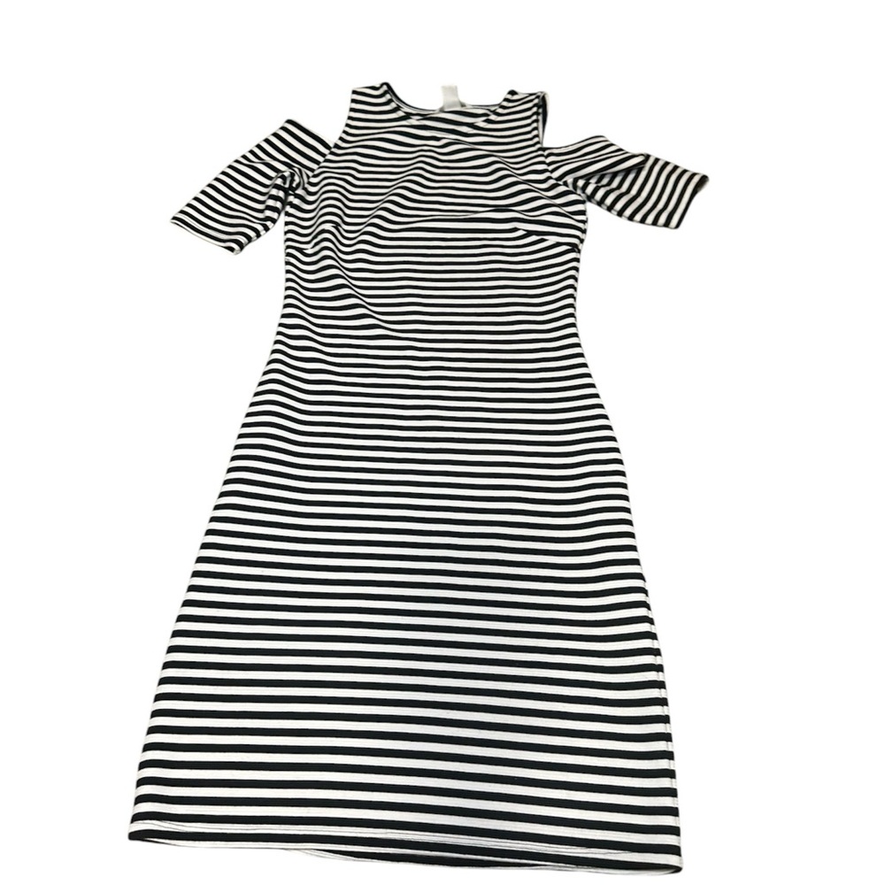 Women’s H&M Black and White Stripe Cold Shoulder Dress - Size S